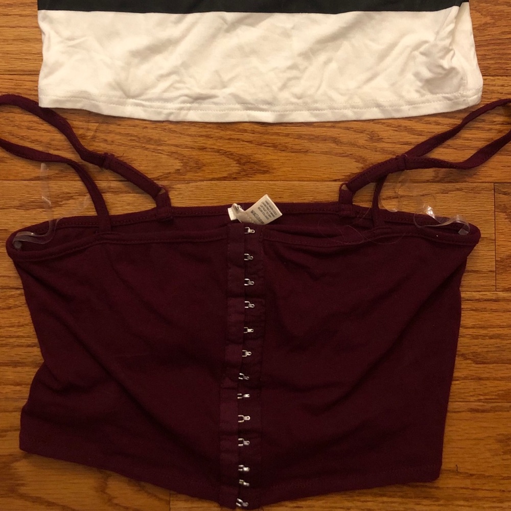 Striped and burgundy crop top only $15 for both